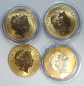 Preview: 4x 1 Dollar Australia 2008 2009 goldfarben mit Farbapplikation
