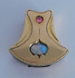 Preview: Jugendstil Kettenschieber Uhrenketten Schieber vergoldet Opal roter Stein #b