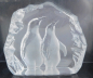 Preview: Glasblock Skulptur Pinguine Mats Jonasson Schweden signiert 14x13,5x4cm