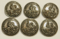 Preview: 6 alte Knöpfe Hlg. Georg Drachentöter V.W. Ges. Gesch. versilbert Jagd Ø2,3cm