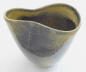 Preview: Ausgefallene Art Deco Keramik Vase Uhlemeyer gelb-grau-grün marmoriert 19,5cm