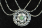 Preview: Collier 3reihig grüner Stein Erbskette Silber 900 HP Handarbeit 42cm Tracht
