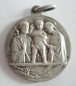 Preview: Kleine alte Medaille Anhänger Papst Pius XII / Hlg. Familie versilbert Ø2,6cm