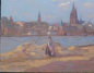 Preview: Altes Ölgemälde Frankfurt Dom Eiserner Steg von Alfred Schnaars 1907 (1875-1926)