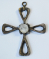 Preview: Kleines Bronze Kreuz Relief mit Bergkristall 9x7,8cm #b
