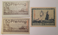 Altes Notgeld Gutschein 25 Pfennig + 2x 50 Pfennig Niederlahnstein 1917