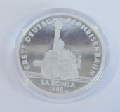 Medaille DDR versilbert Ø3,5cm Erste Deutsche Ferneisenbahn Saxonia 1988
