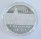 Medaille DDR versilbert Ø3,5cm Altes Rathaus Leipzig 1984