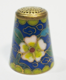 Kleiner Fingerhut Emaille Cloisonne bunte Blumen 2,2cm