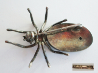 Ausgefallene Brosche Spinne Silber 925 mit Perlmutt Einlage 4,5x2,8cm 7,2g