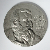 Große Medaille Jean Jaures Hommage de la Federation Socialiste Zinn Ø7cm