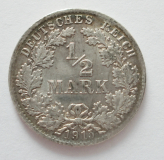 1/2 Mark Deutsches Reich 1915 D Silber 900 2,77g Ø2cm