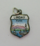 Lindau Bodensee Hafen Anhänger für Bettelarmband Silber 830 Andenken