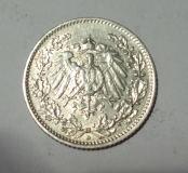1/2 Mark Deutsches Reich 1913 D Silber 900 2,73g Ø2cm
