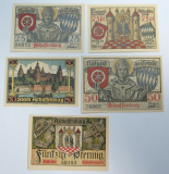 5x Notgeld Aschaffenburg Bayern 2x 25 Pfennig 3x 50 Pfennig 1920 1921