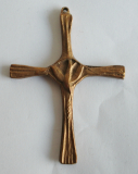 Kleines Bronze Kreuz mit Taube 7,6x5,5cm #8