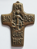 Bronze Kreuz Ich bin der gute Hirt 9,7x7,2cm #26