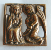 Kleine Bronze Plakette Relief Verkündigung Butzon & Bercker 5x5cm