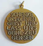 Anhänger Plakette Taube Schenke uns deinen Geist Messing / Bronze ? Ø3,5cm