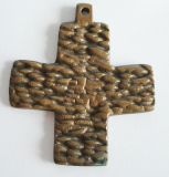 Bronze Kreuz Anhänger geriffelte Struktur 4,8x4,3cm #37