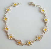 Armband Silber 925 mit Gänseblümchen Email 19cm 6,6g