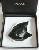 Kleine Glasskulptur Fisch Lalique France signiert schwarz