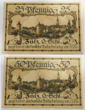 Altes Notgeld 25 + 50 Pfennig Stadt Zülz Ober Schlesien 1921
