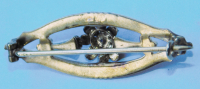 Elegante Jugendstil Brosche vergoldet Blüte blaues Steinchen (N)