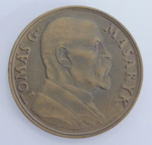 Alte Bronze Medaille Tomas G. Masaryk 1850 1990 Tschechoslowakei O. Spaniel Ø6cm