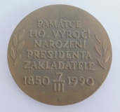 Alte Bronze Medaille Tomas G. Masaryk 1850 1990 Tschechoslowakei O. Spaniel Ø6cm