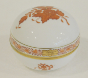 Kleine runde Deckeldose Herend Apponyi orange 6033/AOG Ø7,5cm