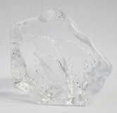 Glasblock Kristall Eisvogel Mats Jonasson Maleras Schweden signiert 5,5x5x2cm