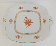 Kuchenteller Platte mit Handhaben Herend Apponyi orange 431/AOG 27,5x24,5cm