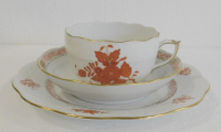 1x 3tlg. Gedeck Herend Apponyi orange Teller Untertasse Tasse
