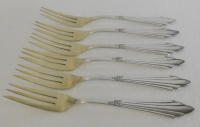 6 Kuchengabeln WMF 900 Fächermuster versilbert I/0 vergoldet Schwalbe 14,6cm