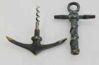 Korkenzieher Anker Schiffsanker maritime Deko Messing grün patiniert 14cm