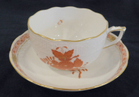 Kaffeetasse oder Teetasse mit Untertasse Herend Apponyi orange