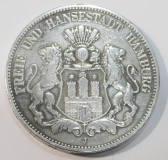 5 Mark Deutsches Reich Freie Hansestadt Hamburg 1876 J Silber 900 27,4 g Ø3,8cm