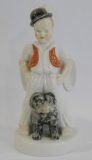 Porzellanfigur Junge Knabe in Tracht mit Hund Herend I. Wahl 15,5cm