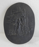 Buderus Eisenguß Relief Kunstguss Welt der Arbeit 1950 Moshage 14,5x10,8cm