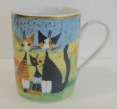 Große Tasse Becher Goebel Design Rosina Wachtmeister 3 Katzen Famiglia di Gatti