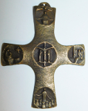 Kleines Bronze Kreuz mit 5 Motiven 10,5x8,2cm