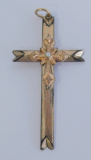Alter Anhänger Kreuz Flußperle Schaumgold vergoldet? wohl vor 1900 4,7x2,4cm