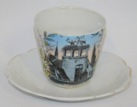 Alte Andenken Tasse Strassburg Strasbourg Kirche Email Blüten