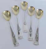 5 original Jugendstil Eislöffel WMF Modell 44 Straußenmarke A. Mayer 13cm