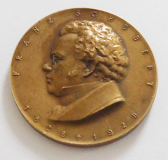 Kleine Bronze Medaille Franz Schubert 1828 100. Todestag 1928 einseitig Ø2,5cm