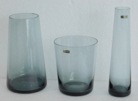 Vasen Trio WMF Design Wilhelm Wagenfeld turmalinfarben ca. 11,6 / 16,8 / 18,8cm