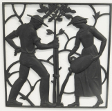 Buderus Eisenguß Relief Kunstguss Gärtner Paar 30,5x30,5cm