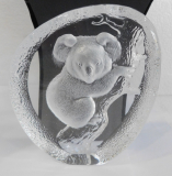 Glasblock Skulptur Koala Bär Mats Jonasson Schweden signiert 12x3x13,5cm