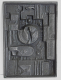 Preview: Buderus Eisenguß Relief Kunstguss KF Karl Franke Man and his world 15,7x11,2cm